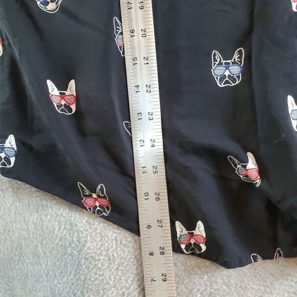 Torrid Top Womens Large Black Blouse French Bulldogs Sleeveless Button Front - Picture 5 of 10